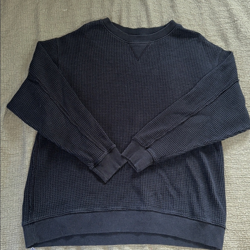 Aerie Black Waffle Knit Top